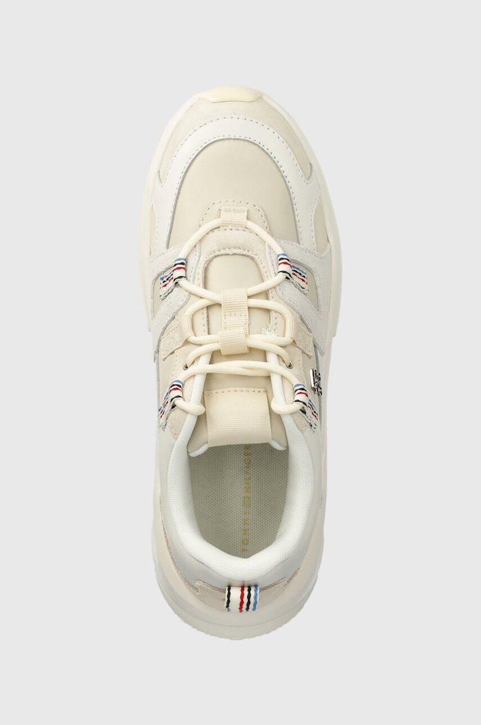 Tommy Hilfiger sportcipő FASHION CHUNKY RUNNER STRIPES bézs FW0FW07674