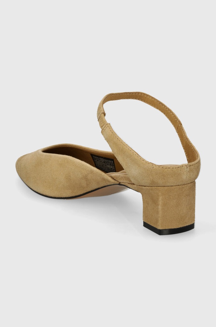 Obuwie Tommy Hilfiger klapki zamszowe TH POINTY MID HEEL LEATHER MULE FW0FW07718 beżowy