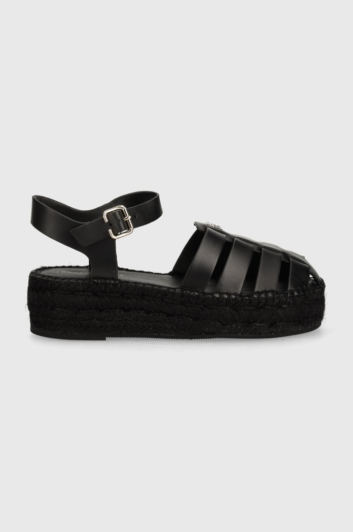 Tommy Hilfiger espadrile de piele TH AUTHENTIC LEATHER ESPADRILLE FW0FW07743 negru SS24