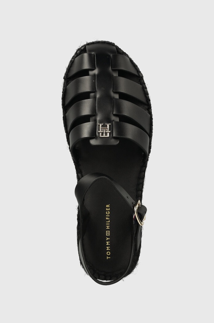 Tommy Hilfiger espadrile de piele TH AUTHENTIC LEATHER ESPADRILLE negru FW0FW07743