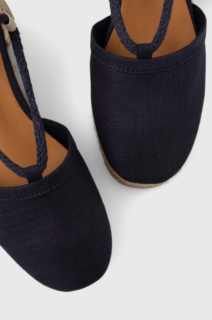 Espadrilky Tommy Hilfiger CLOSED TOE LINEN FLATFORM námořnická modř FW0FW07746