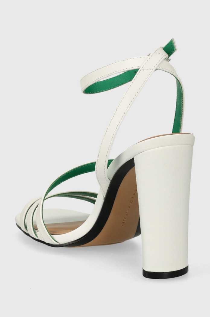 Încălțăminte Tommy Hilfiger sandale de piele TH LEATHER BLOCK HIGH HEEL FW0FW07752 alb