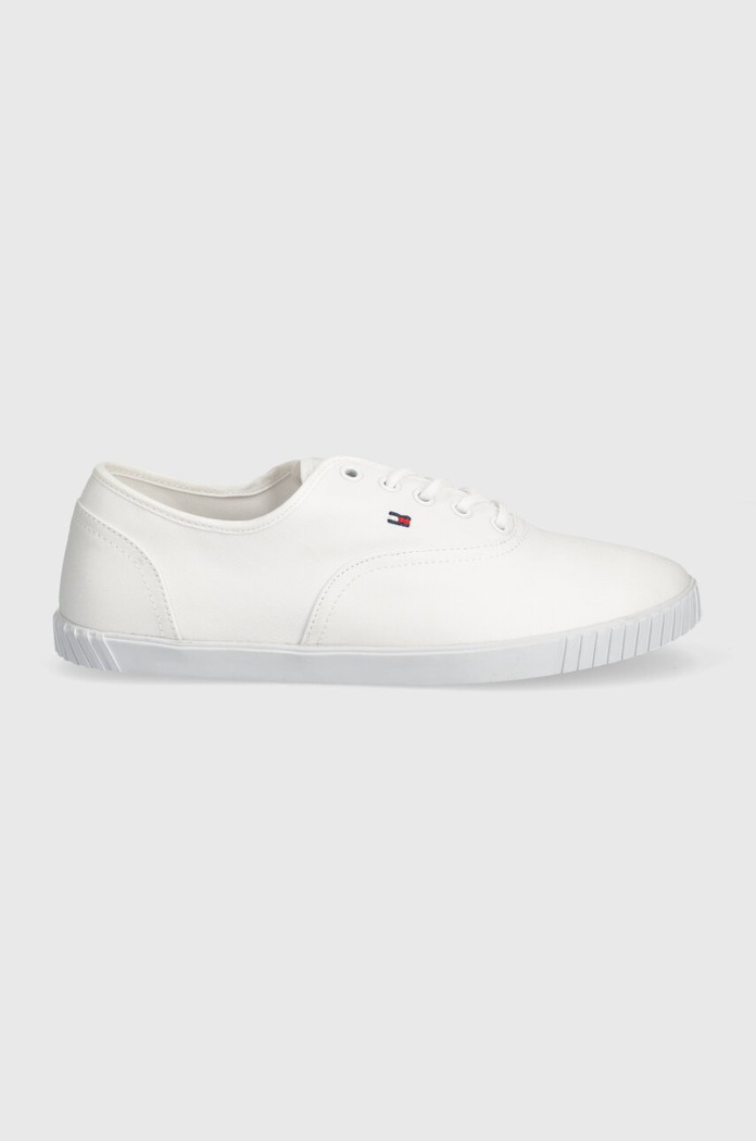 Tenisky Tommy Hilfiger CANVAS LACE UP SNEAKER FW0FW07805 bílá SS24