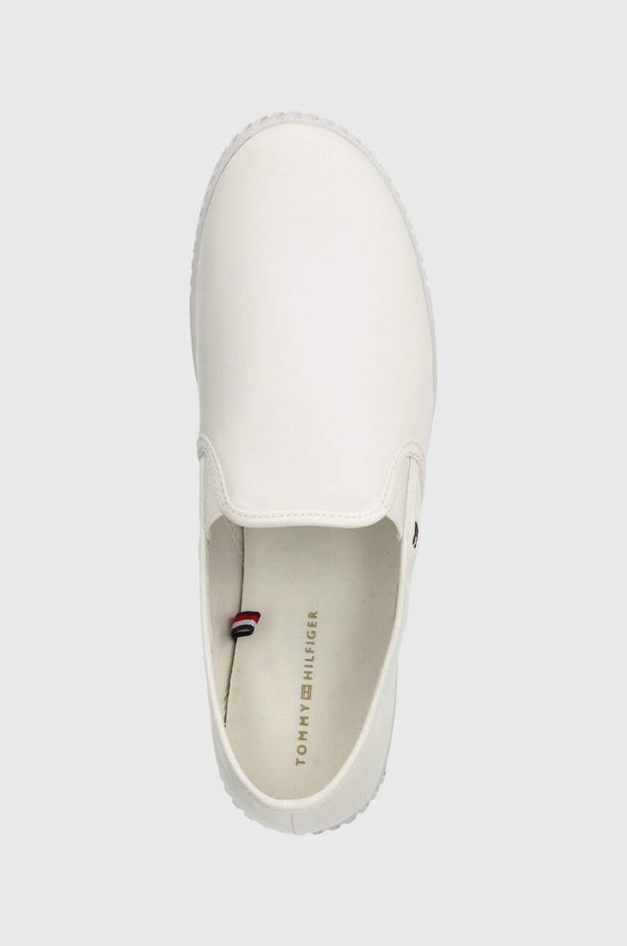 Tenisky Tommy Hilfiger CANVAS SLIP-ON SNEAKER bílá FW0FW07806