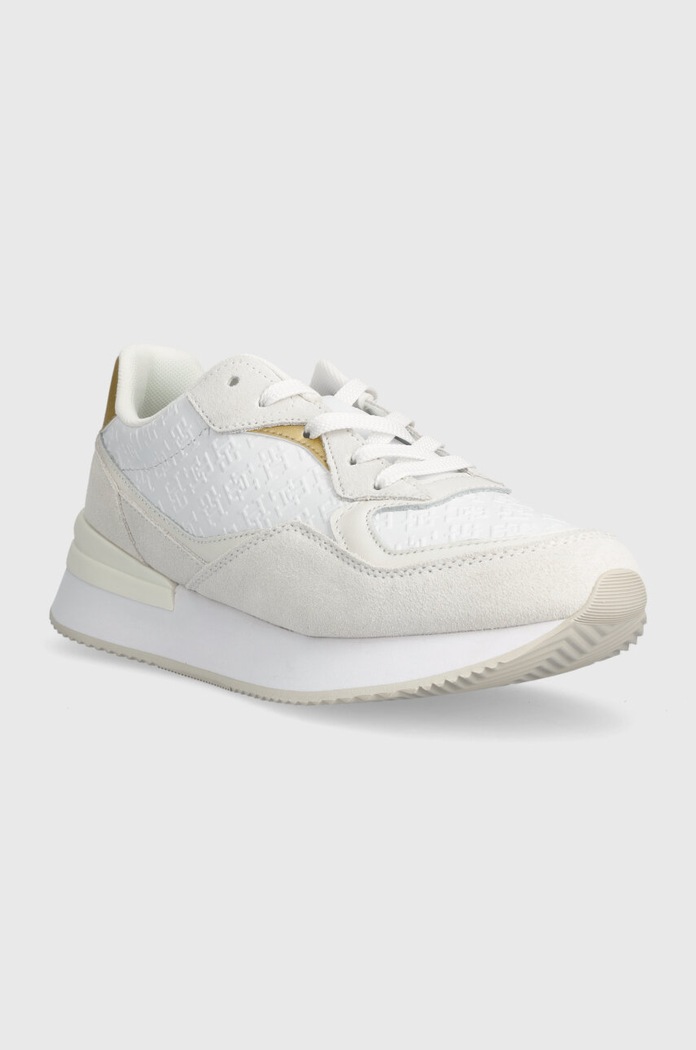 Kožne tenisice Tommy Hilfiger LUX MONOGRAM RUNNER FW0FW07816 bijela SS24