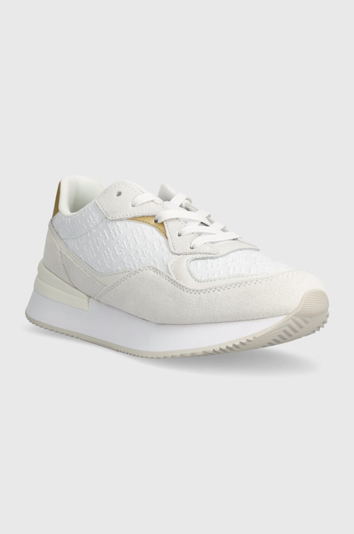 Kožne tenisice Tommy Hilfiger LUX MONOGRAM RUNNER FW0FW07816 bijela SS24
