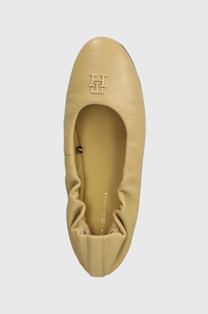 Tommy Hilfiger baleriny skórzane TH ELEVATED ELASTIC BALLERINA beżowy FW0FW07882