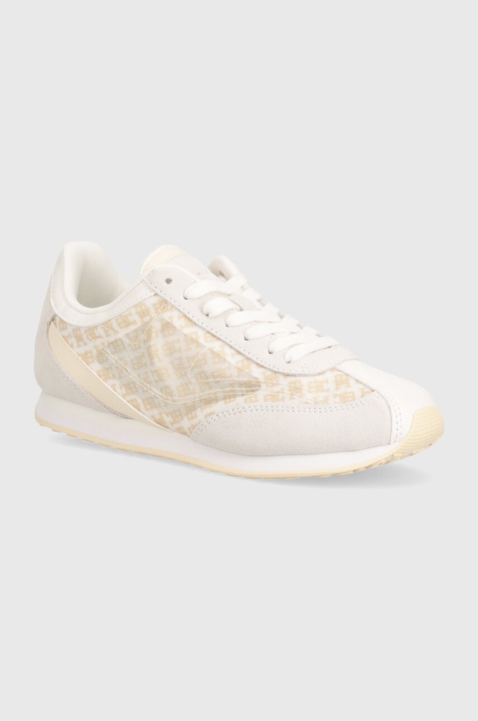 Tommy Hilfiger sneakersy TH MONOGRAM HERITAGE RUNNER skóra zamszowa beżowy FW0FW07893