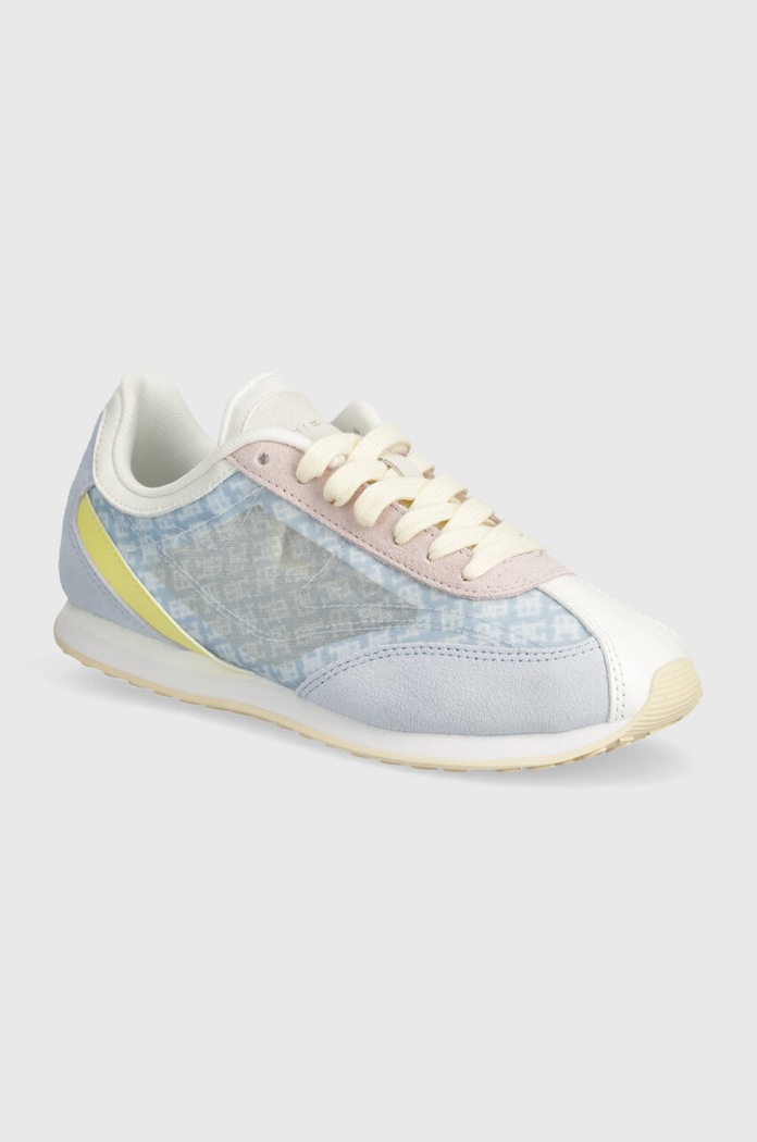 Tenisky Tommy Hilfiger TH MONOGRAM HERITAGE RUNNER semišová kůže modrá FW0FW07893