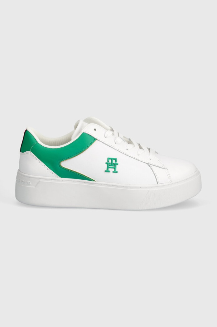 Tommy Hilfiger sneakers din piele TH PLATFORM COURT SNEAKER FW0FW07910 alb SS24