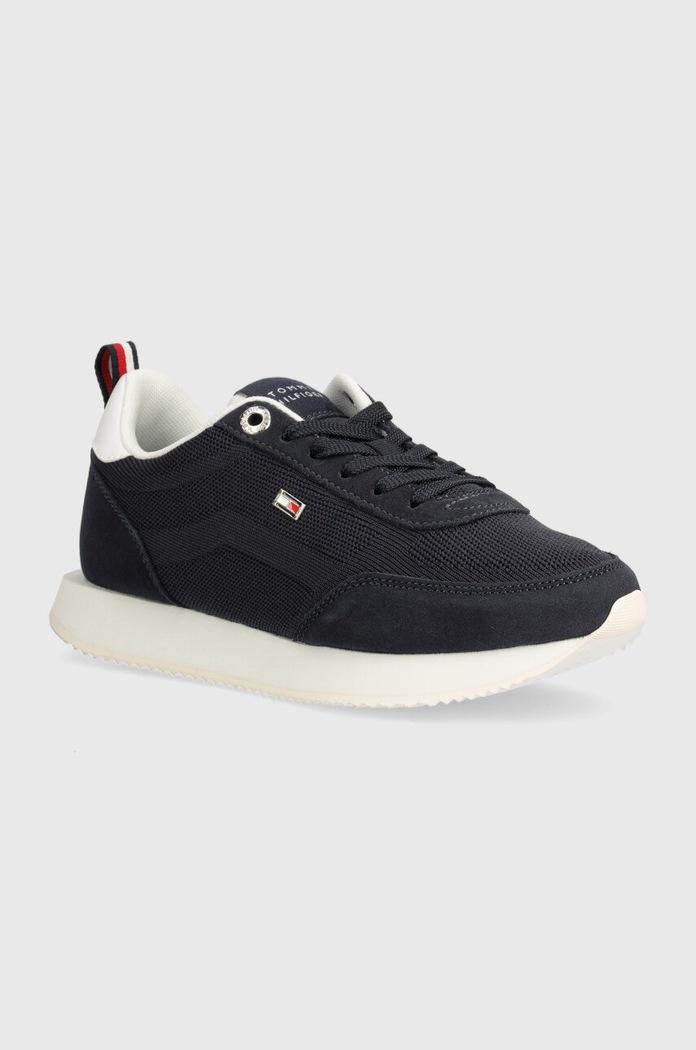 Tommy Hilfiger sneakers FLAG KNIT RUNNER piele întoarsă bleumarin FW0FW07916