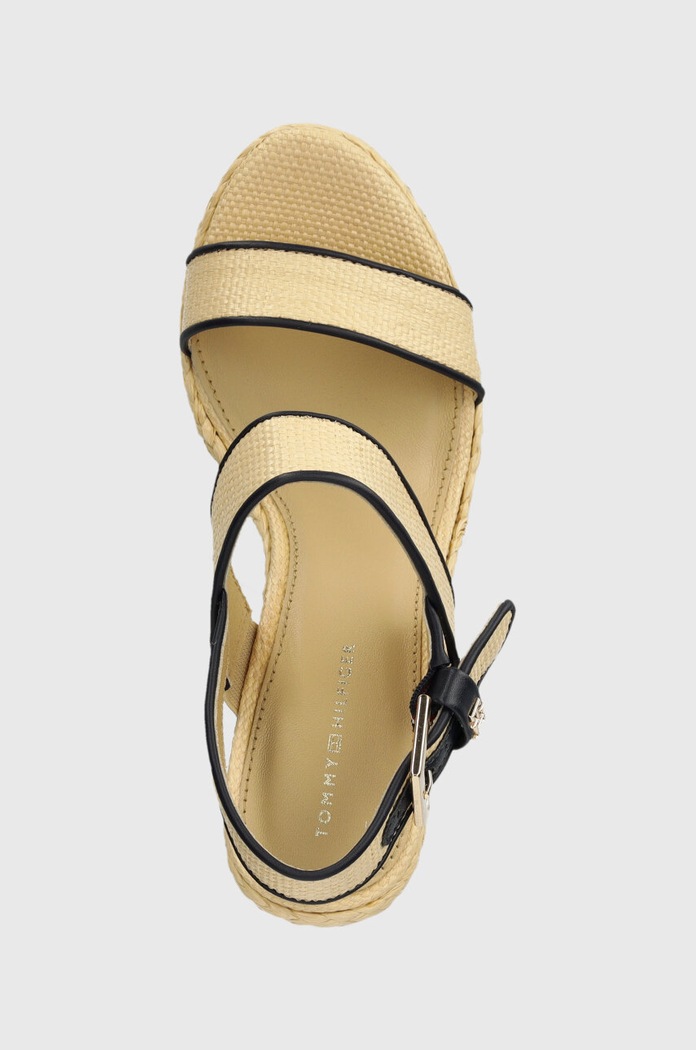 Sandale Tommy Hilfiger PLATFORM TH MONO RAFIA WEDGE bež FW0FW08052