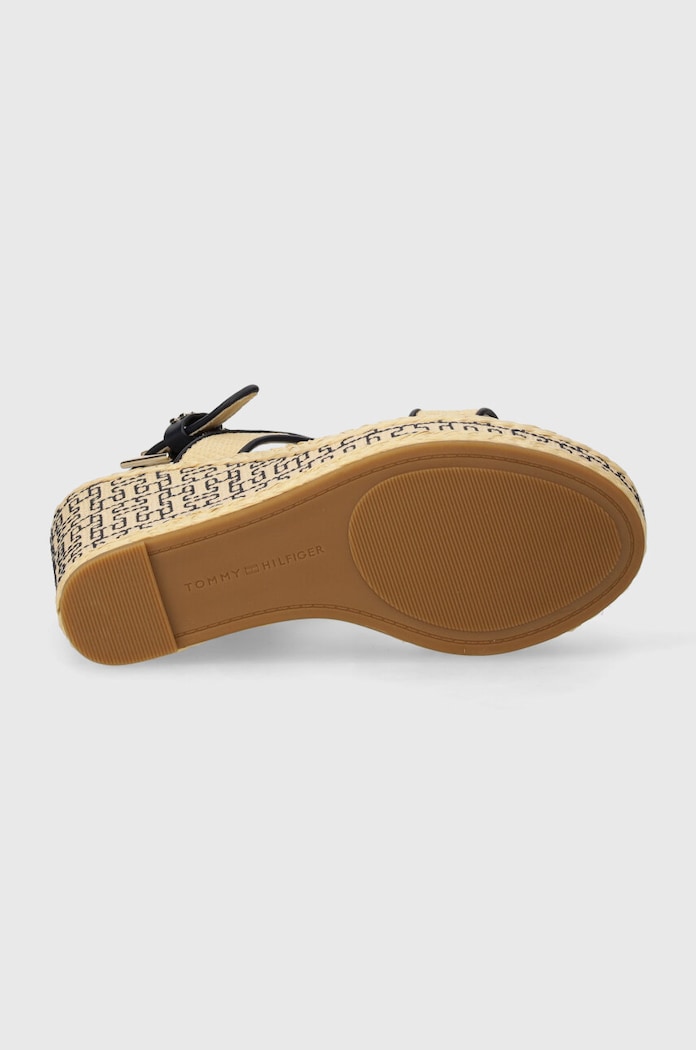Sandale Tommy Hilfiger PLATFORM TH MONO RAFIA WEDGE FW0FW08052 bež