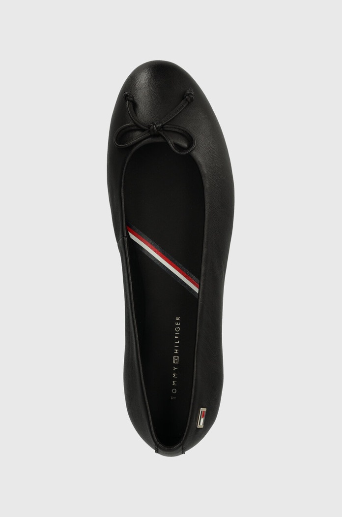 Kožené baleríny Tommy Hilfiger ESSENTIAL CHIC BALLERINA černá FW0FW08059