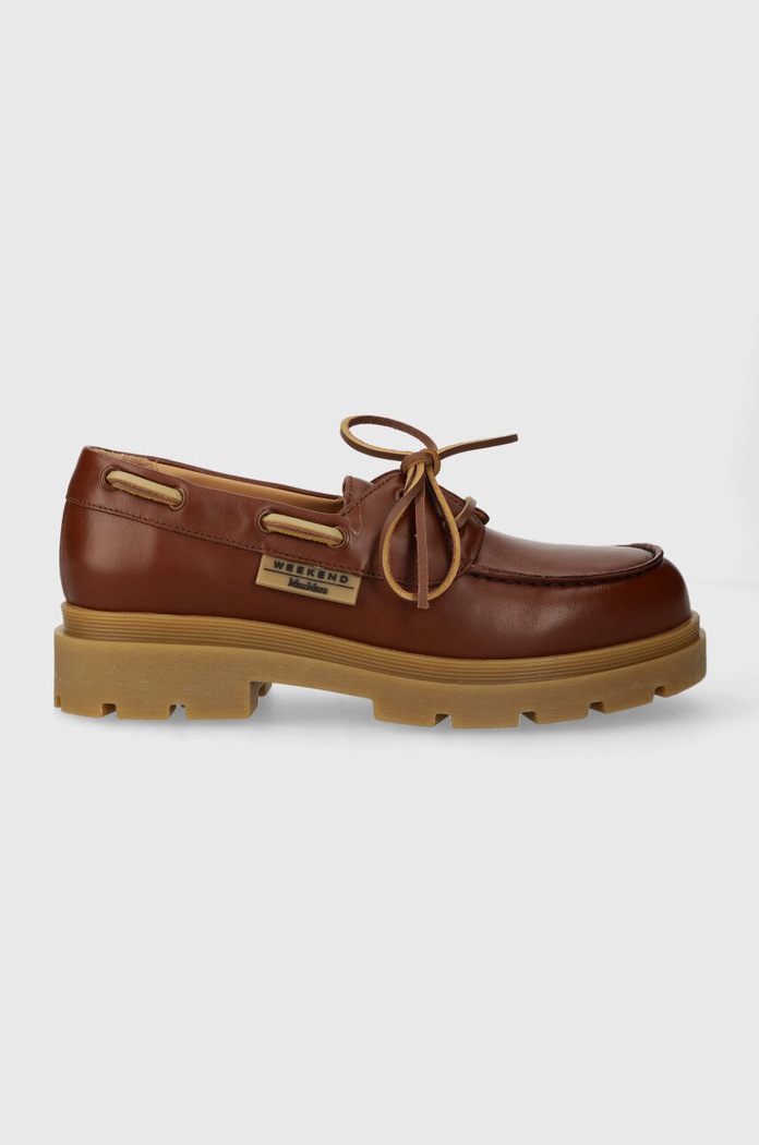 Weekend Max Mara mokasyny skórzane Perak platforma brązowy 2415521034600.TOBACC