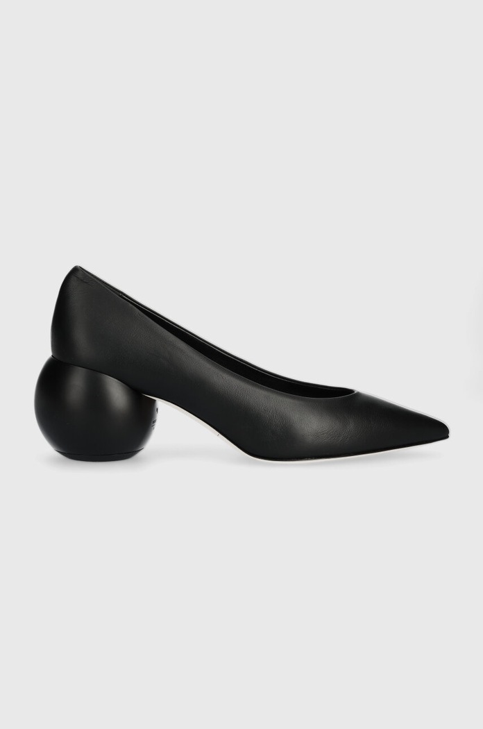 Weekend Max Mara czółenka skórzane Jock słupek czarny 2415521074600.BLACK