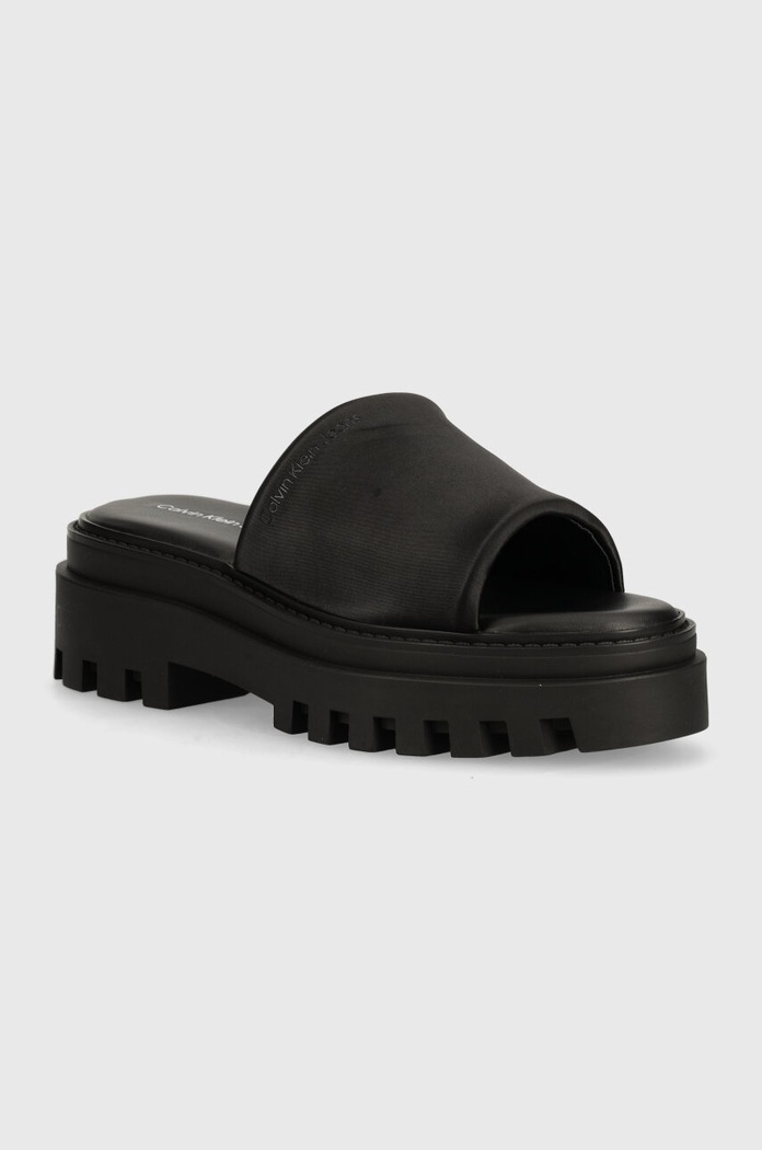 Calvin Klein Jeans papucs TOOTHY COMBAT SANDAL IN DC platform fekete YW0YW01339