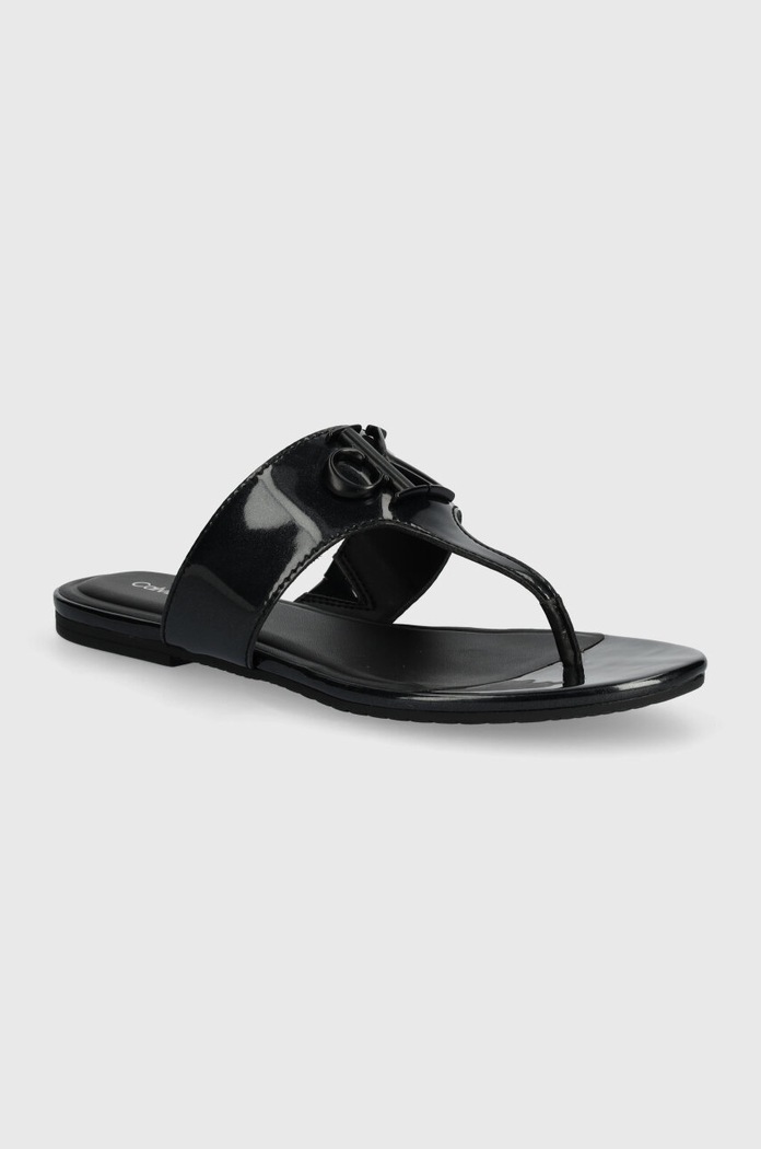 Žabky Calvin Klein Jeans FLAT SANDAL SLIDE TOEPOST MG MET bez podpatku černá YW0YW01342
