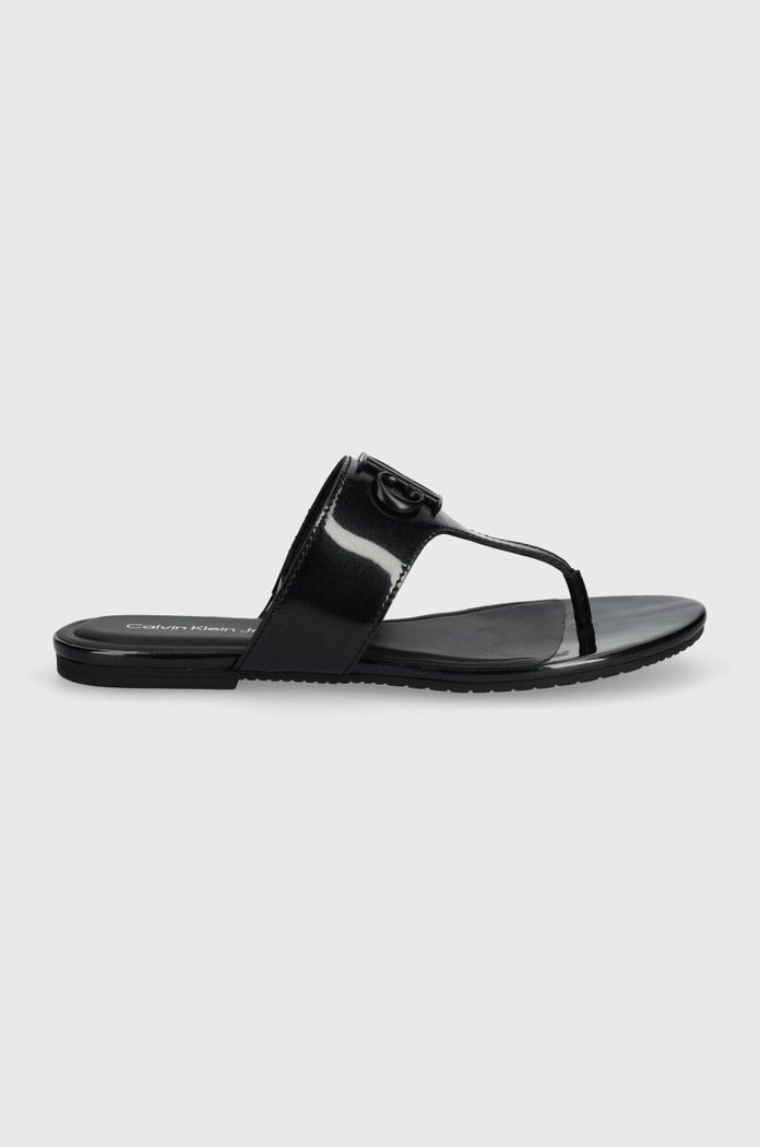 Žabky Calvin Klein Jeans FLAT SANDAL SLIDE TOEPOST MG MET YW0YW01342 černá SS24