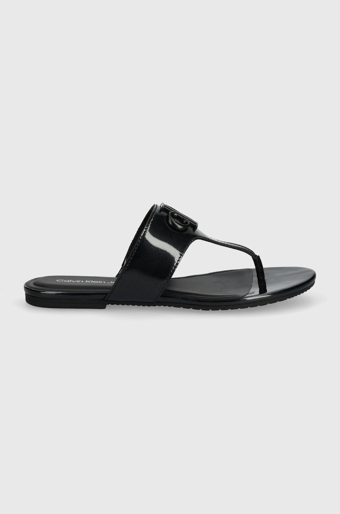 Žabky Calvin Klein Jeans FLAT SANDAL SLIDE TOEPOST MG MET YW0YW01342 černá SS24