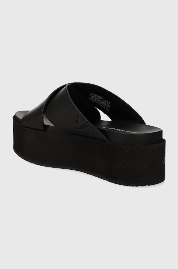 Obuwie Calvin Klein Jeans klapki skórzane FLATFORM CROSS MG UC YW0YW01349 czarny