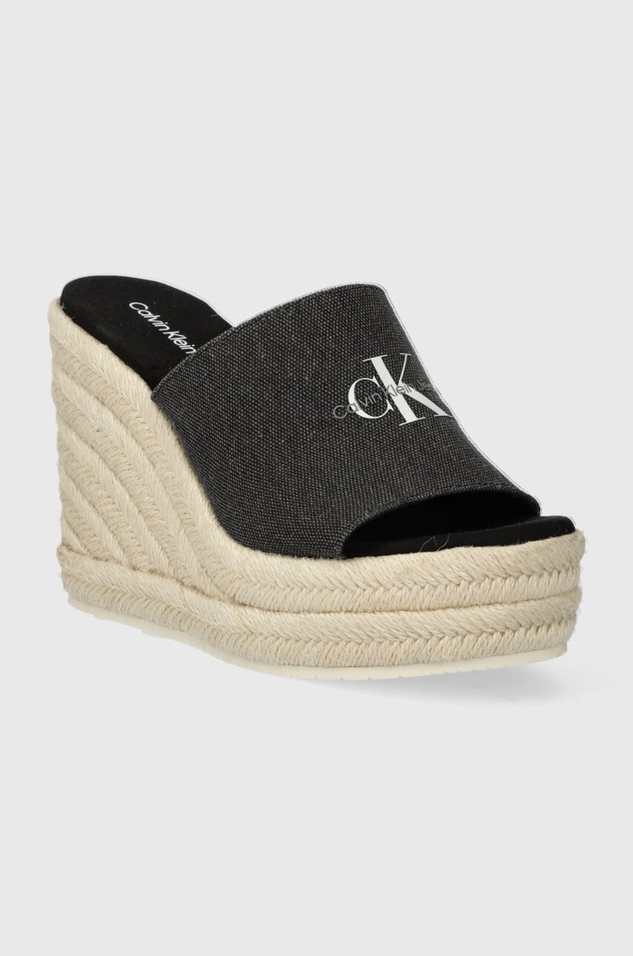 Calvin Klein Jeans klapki SLIDE WEDGE ROPE SANDAL ML BTW YW0YW01356 czarny SS24