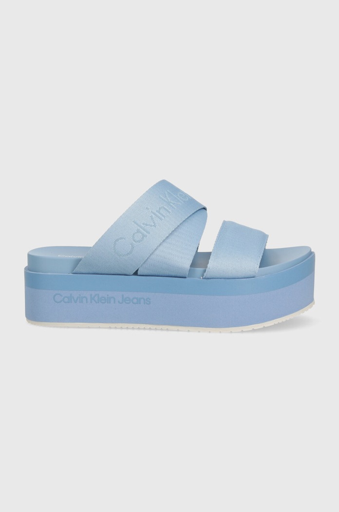 Calvin Klein Jeans klapki FLATFORM SANDAL WEBBING IN MR YW0YW01361 niebieski SS24