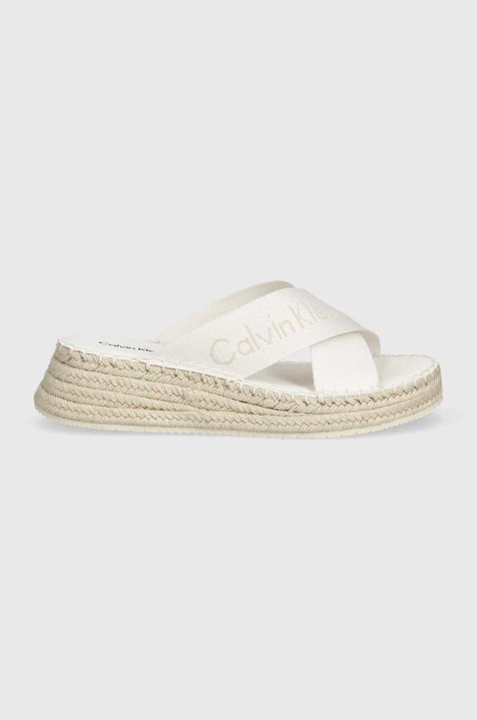 Šľapky Calvin Klein Jeans SPORTY WEDGE ROPE SANDAL MR YW0YW01364 biela SS24