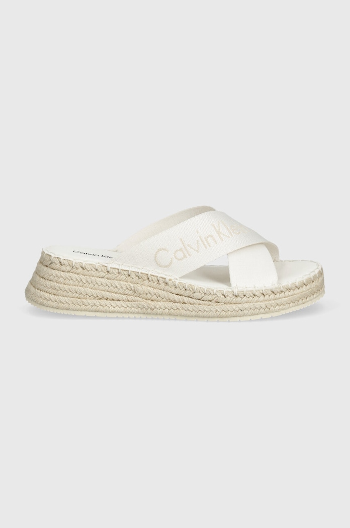 Šľapky Calvin Klein Jeans SPORTY WEDGE ROPE SANDAL MR YW0YW01364 biela SS24