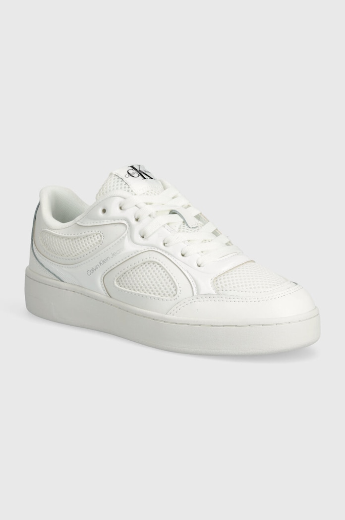 Calvin Klein Jeans sportcipő BASKET CUPSOLE LOW MIX IN MET nappa bőr fehér YW0YW01387