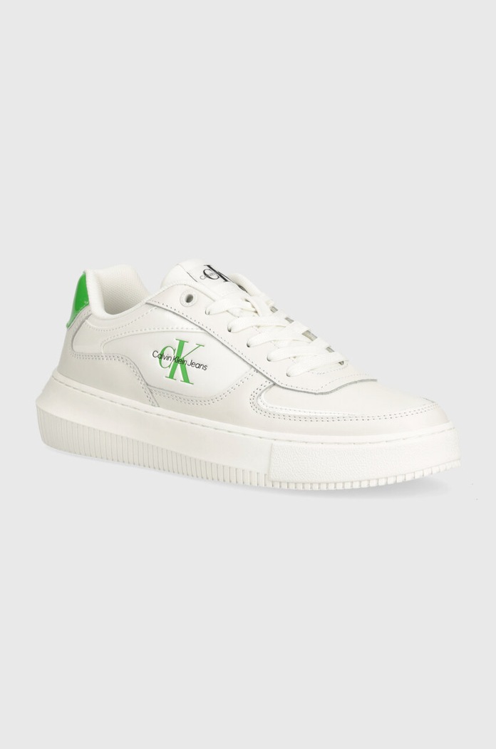 Kožené tenisky Calvin Klein Jeans CHUNKY CUPSOLE imitace kůže bílá YW0YW01410