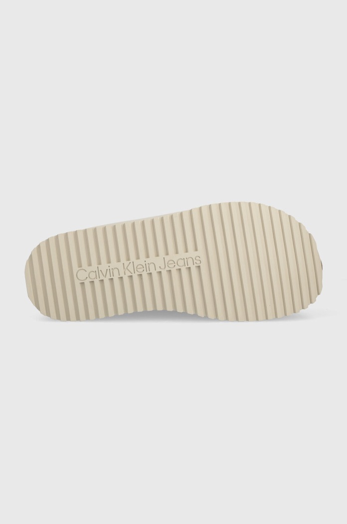 Calvin Klein Jeans klapki skórzane CLOSE TOE FLATFORM MG UC YW0YW01440 beżowy