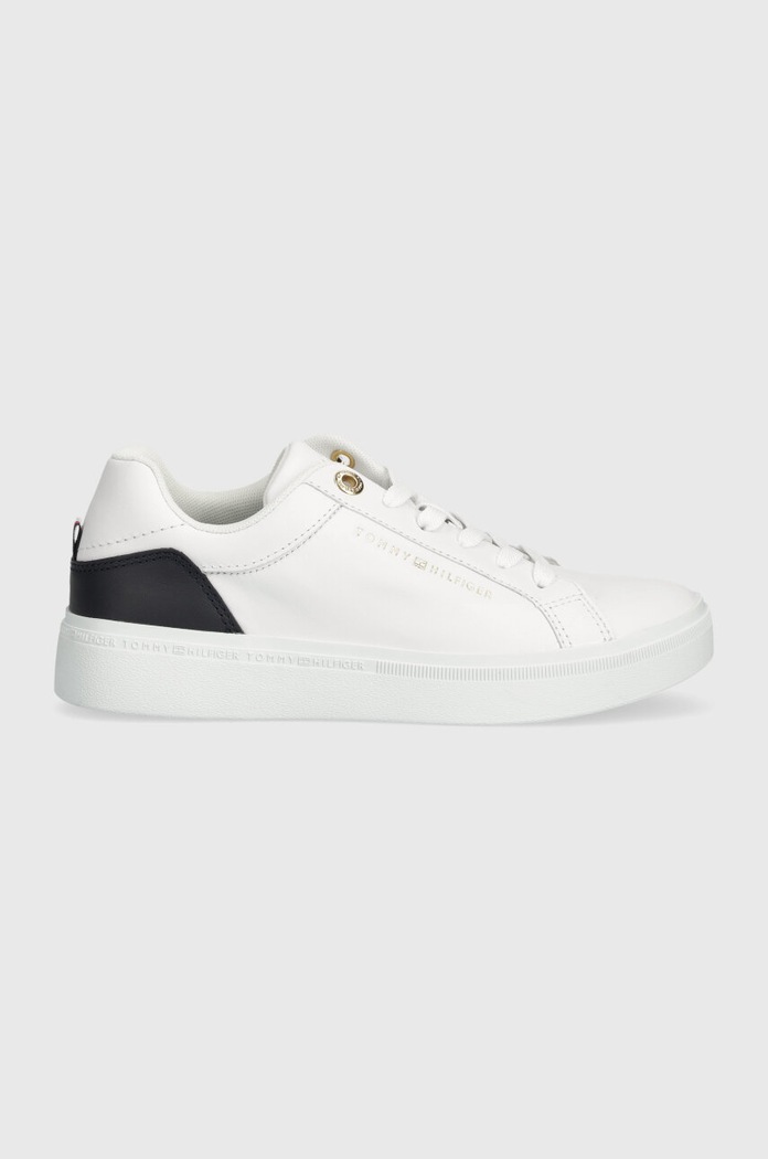 Tommy Hilfiger bőr sportcipő ELEVATED ESSENTIAL COURT SNEAKER lapos fehér FW0FW07635
