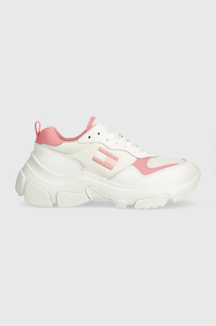 Tenisky Tommy Jeans TJW LIGHTWEIGHT HYBRID RUNNER přírodní kůže bílá EN0EN02566