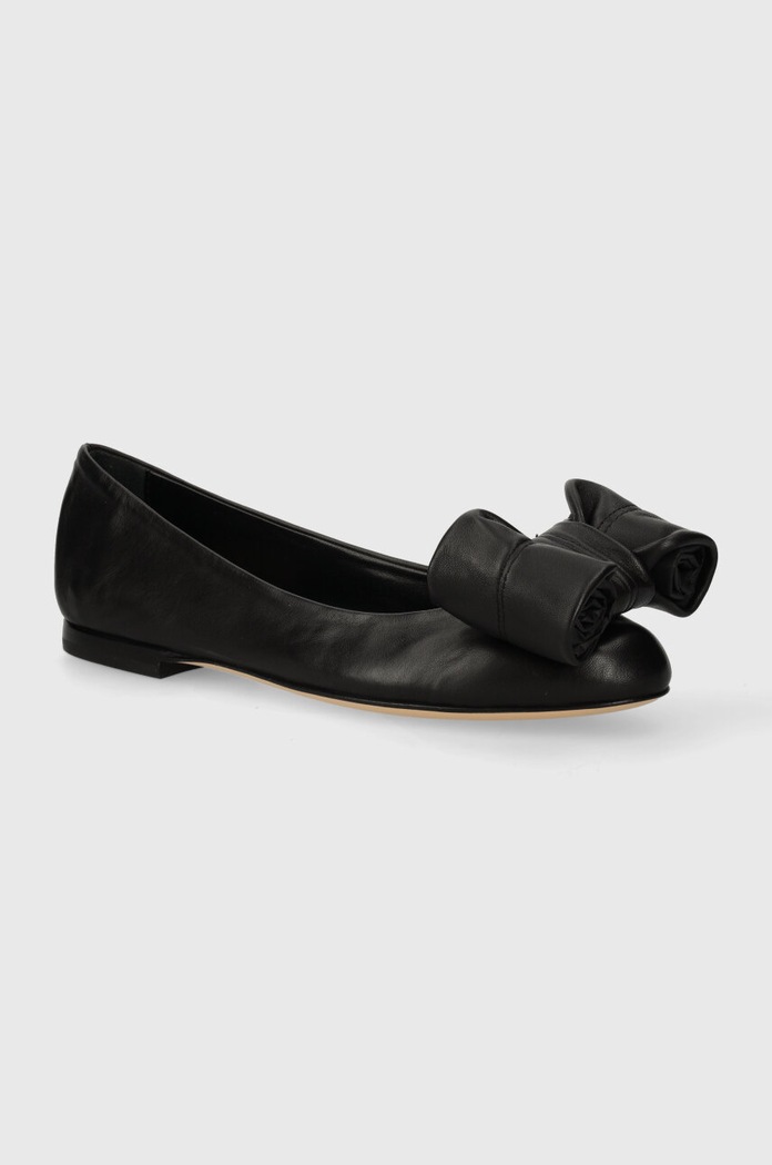 AGL bőr balerina cipő Milly Ribbon fekete D544029PCSOFTY0000