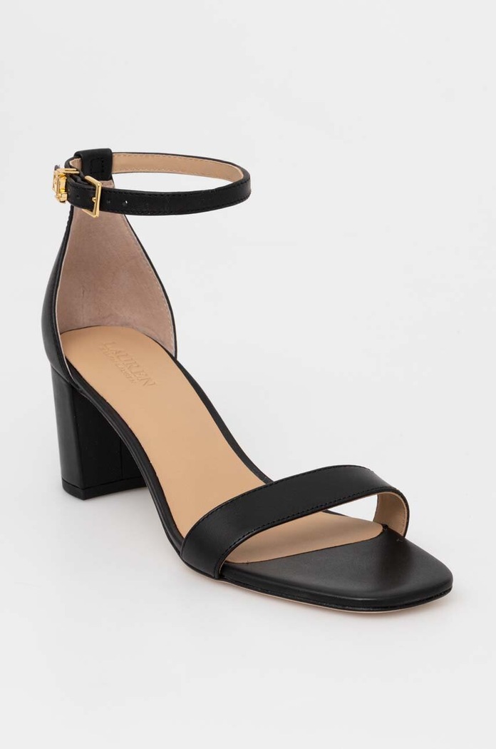 Kožne sandale Lauren Ralph Lauren Logan široka potpetica crna 802927949001.001