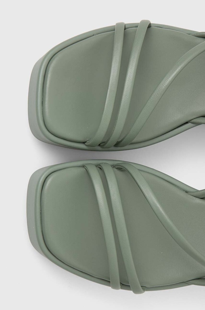 Calvin Klein sandały skórzane WEDGE SANDAL 30 LTH HW0HW01949 zielony