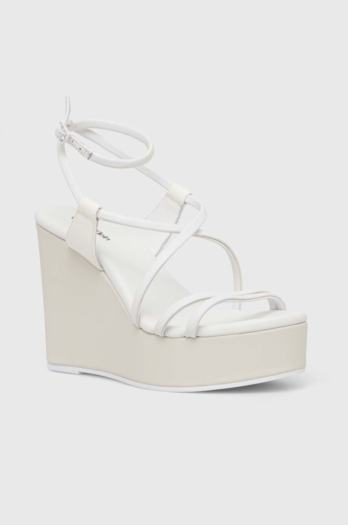 Calvin Klein sandale de piele WEDGE HW0HW01952 alb SS24