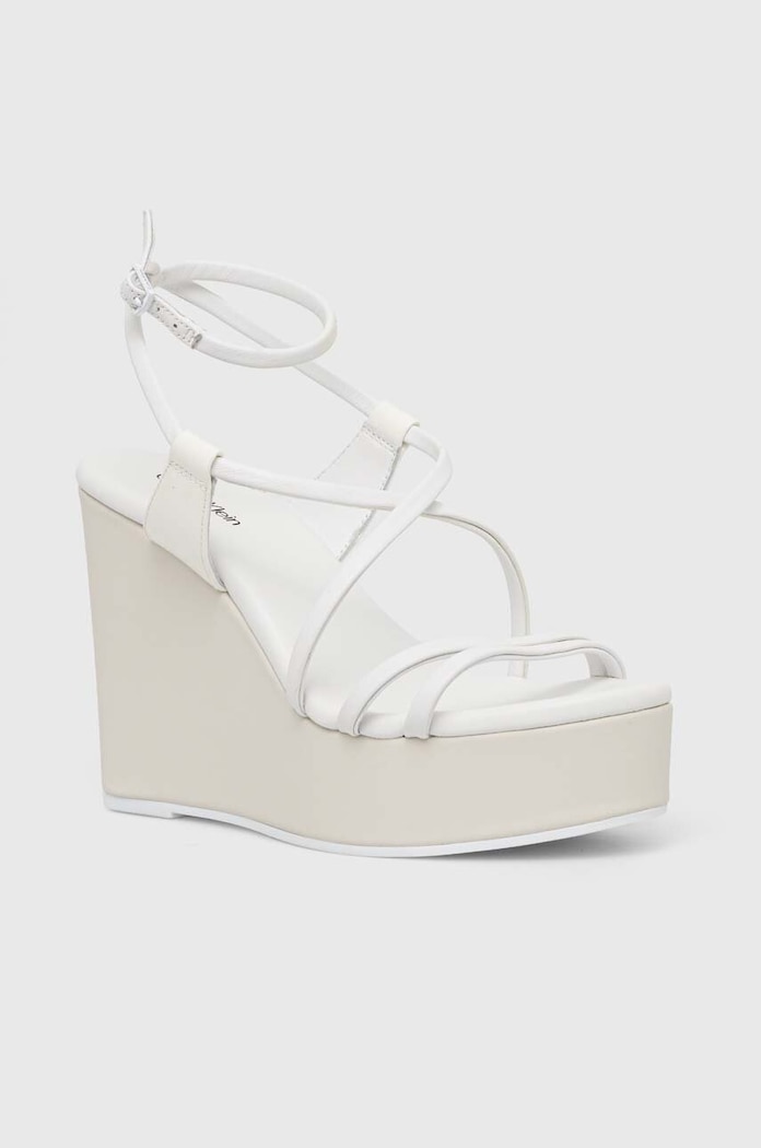 Calvin Klein sandale de piele WEDGE HW0HW01952 alb SS24