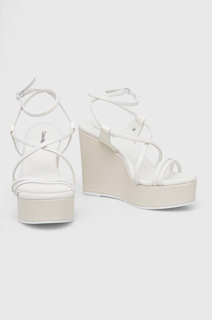 Încălțăminte Calvin Klein sandale de piele WEDGE HW0HW01952 alb