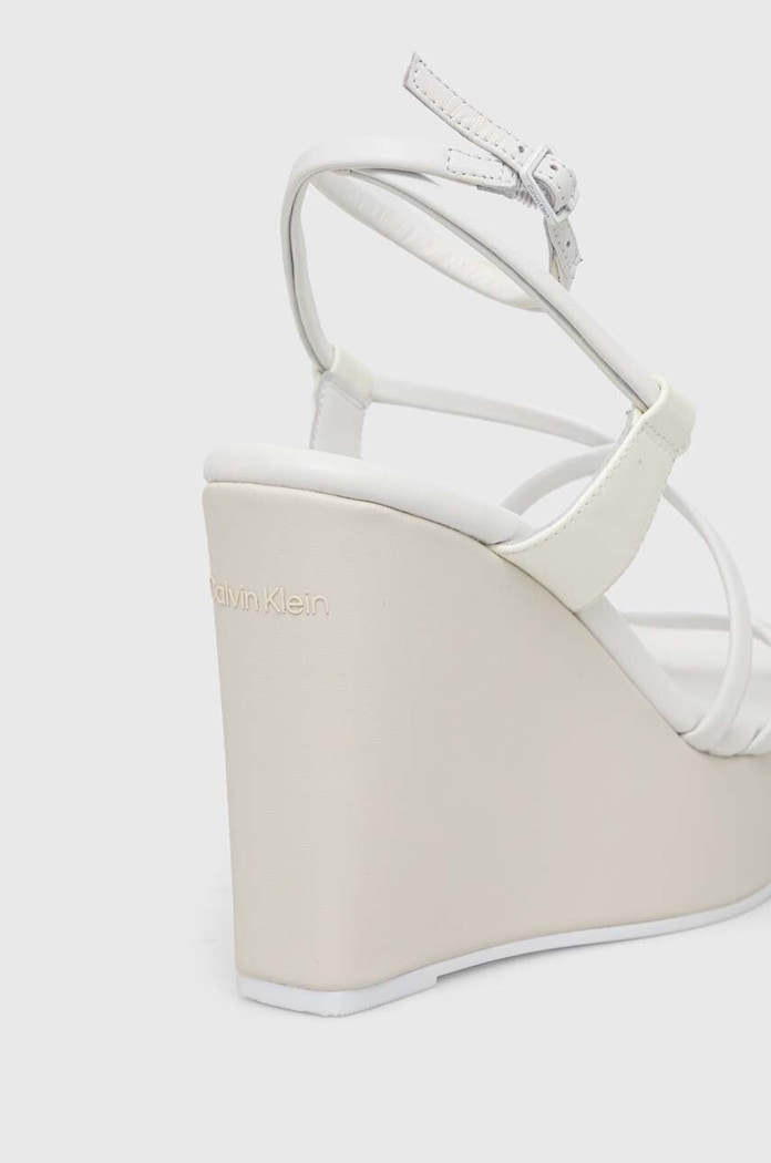 Calvin Klein sandale de piele WEDGE HW0HW01952 alb