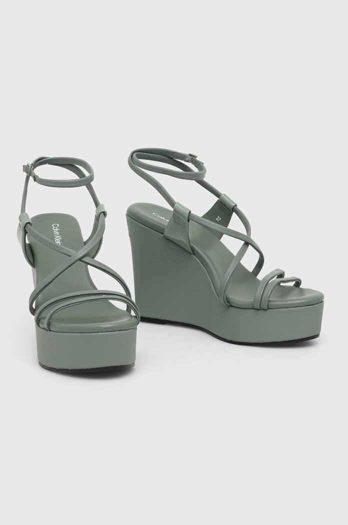 Boty Kožené sandály Calvin Klein WEDGE HW0HW01952 zelená