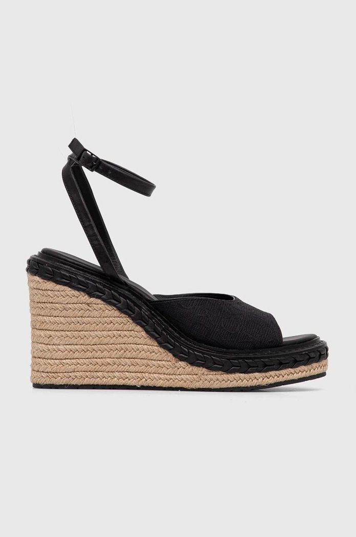 Calvin Klein sandały WEDGE SANDAL 70 MONOCQ tekstylny czarny HW0HW01961