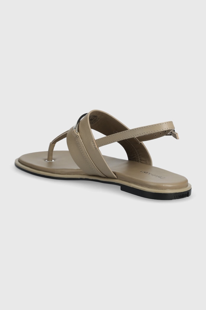 Încălțăminte Calvin Klein sandale de piele FLAT TP SANDAL METAL BAR LTH HW0HW02031 bej