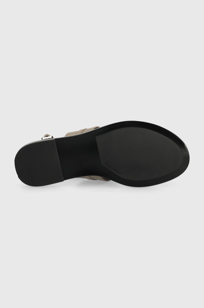 Calvin Klein sandale de piele FLAT TP SANDAL METAL BAR LTH HW0HW02031 bej