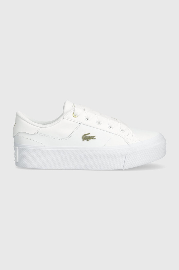 Sneakers Lacoste Ziane Platform Logo Leather απομίμηση λείου δέρματος λευκό 47CFA0005