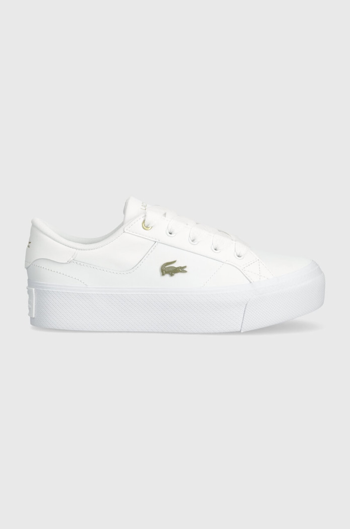 Sneakers Lacoste Ziane Platform Logo Leather απομίμηση λείου δέρματος λευκό 47CFA0005