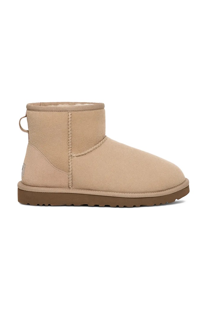UGG śniegowce zamszowe Classic Mini II brak zapięcia beżowy 1016222.SAN