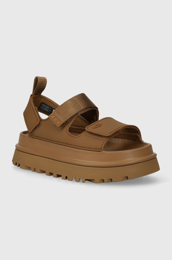 Πέδιλα UGG Goldenglow ίσια πλατφόρμα καφέ 1152685.BRWN