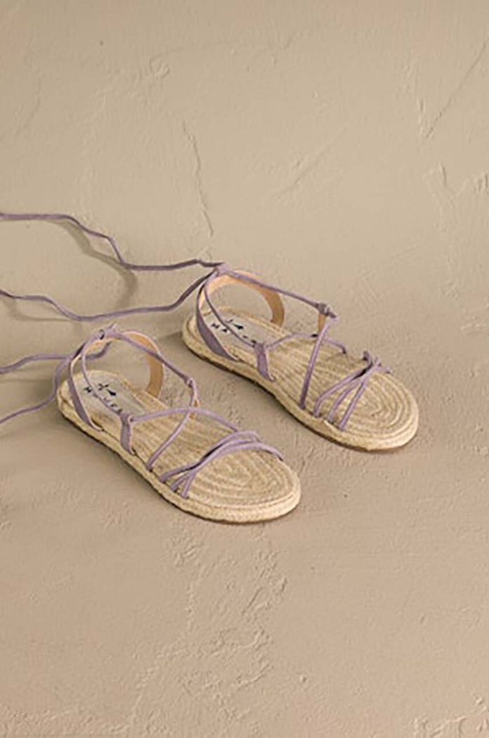 Σανδάλια σουέτ Manebi Lace-Up Sandals φλατ μωβ P.7.4.Y0